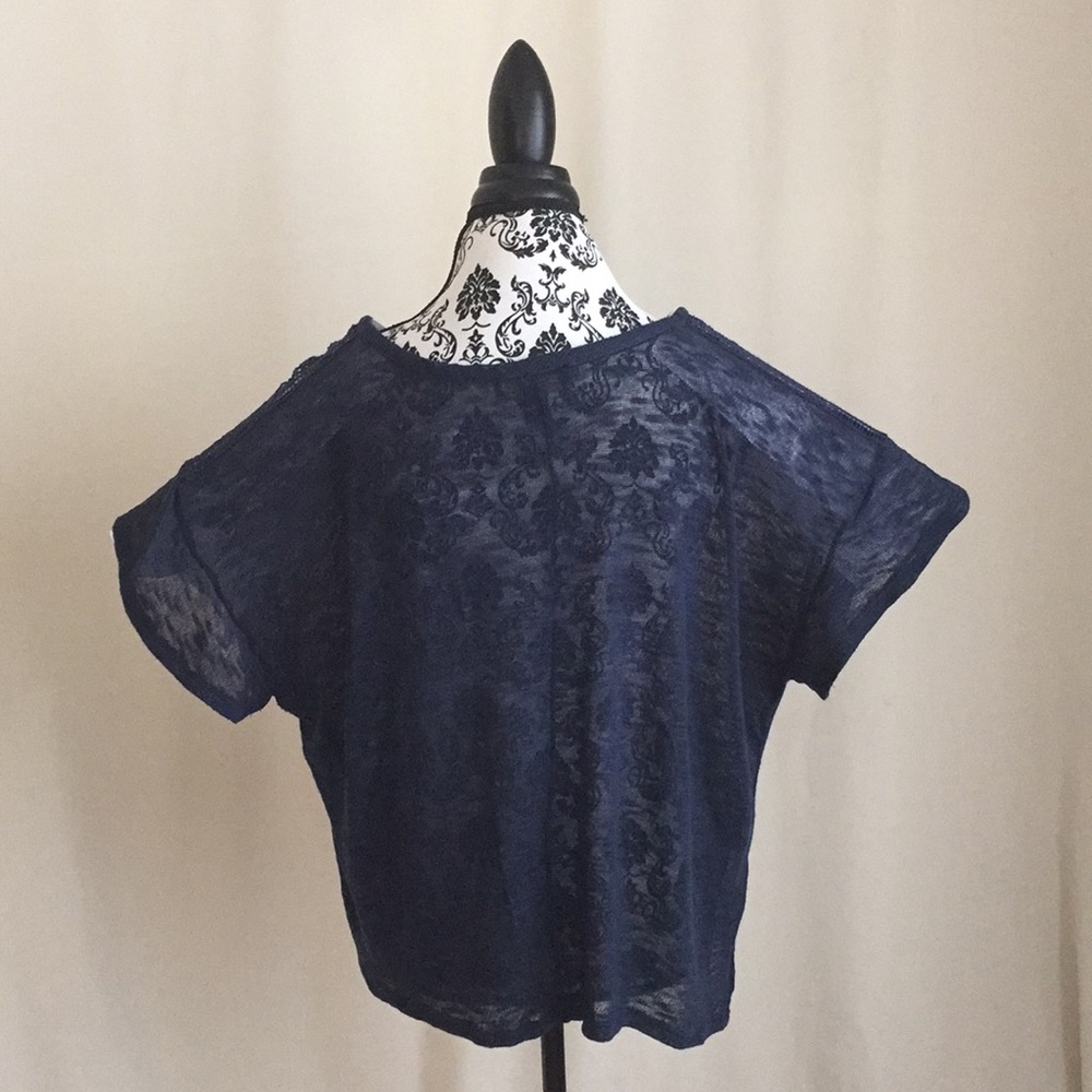 Forever 21+ Blue Sheer top with mesh detail. Sz.3X